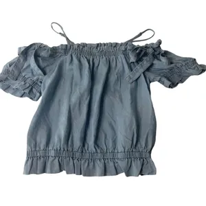 Iris Women's Size‎ Large Cottage Coquette Top Smocked Milk Maid Chambray thumbnail 3