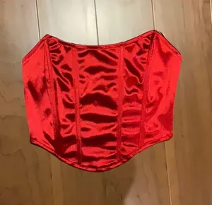Satin corset style red pointy hem bustier thumbnail 1