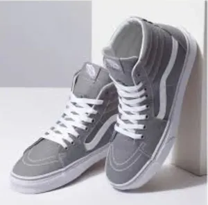 Vans Sk8-Hi Top‎ Sneaker - Frost Gray Canvas Canvas Shoes - Women's 7.5 thumbnail 1