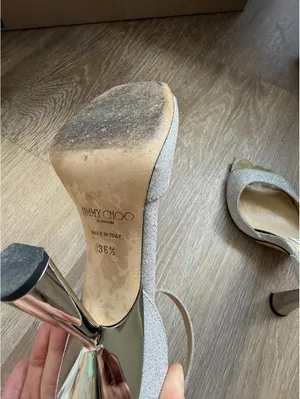 Jimmy Choo Reon 100 silver glitter heels thumbnail 5