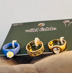 Wild Fable Heart and Flower Statement Band Ring 3pc set thumbnail 9