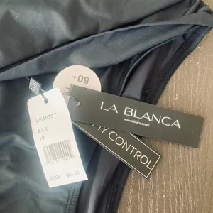 La Blanca Island Goddess Shirred Band Hipster Bottom - Black thumbnail 6