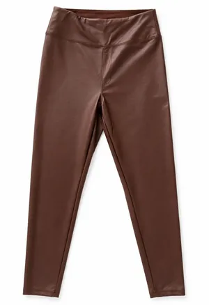 aerie Offline Faux Leather Luxe Leggings in Brown thumbnail 1