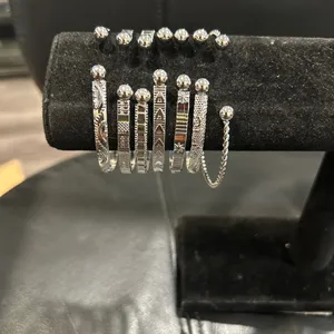 7 Elegant Silver adjustable Bangle Set with design thumbnail 3