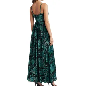 NWOT Lulus Green Black Minka Floral Burnout Velvet Maxi Dress Sweetheart Size XS thumbnail 2