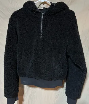 Lululemon Textured Black fleece 1/2 Zip thumbnail 1