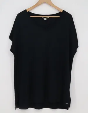 Orvis Top Womens XL Classic Collection Black Side Slit V-Neck Excellent thumbnail 1