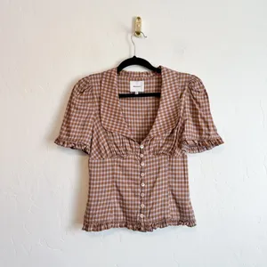 Reformation | Olli Gingham Button Front Top in Audrie Check thumbnail 3