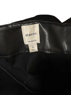 Anthropologie Maeve Colette Black Faux Leather Cropped Wide Leg Pants 30 thumbnail 3