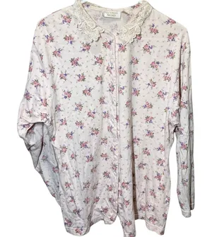 Vintage Victoria’s Secret Gold Label Sleep Shirt 90s Lace Floral Pink Large thumbnail 1