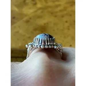 White Buffalo Turquoise Nevada Turquoise Sterling Silver Heart Ring Size 7 thumbnail 2