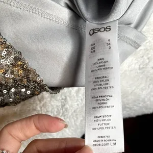 ASOS Silver Sequin Tank Dress XS Mini Prom Homecoming Dance Metallic V-Neck thumbnail 3