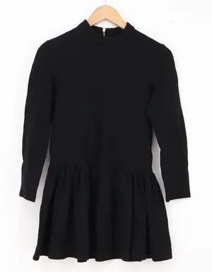 PLALA Dress Womens 40 Black Ribbed Knit Mock Neck Long Sleeve Mini Exc thumbnail 1