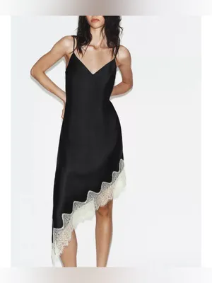 Zara satin lace asymmetrical dress thumbnail 2