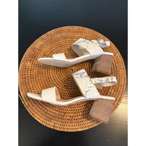 Cole Haan White Snakeskin Block Heel Sandals‎ Womens 8.5 B thumbnail 6