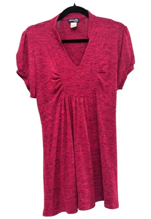 Olivia Blu Maternity XL Heathered Red Empire Waist Back Tie Tunic Top Office‎ thumbnail 1