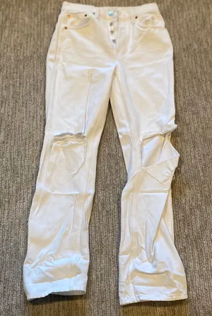 Re/done white denim jeans thumbnail 1