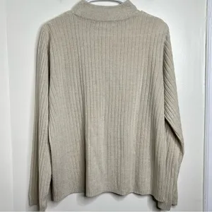 Vintage Mock Neck Sweater Women’s XL Soft Neutral Color Cable knit thumbnail 4