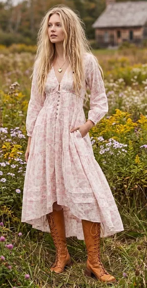 Free People Ethereal Dainty Cottage Pappiet Midi Dress Maxi Top Size Medium thumbnail 1