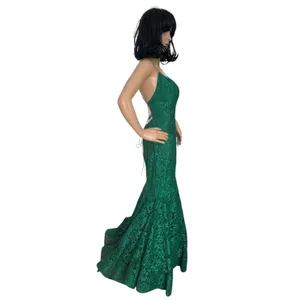 2010s Studio 17 12802 Emerald Beaded Lace Mermaid Prom Gown Open Back Size 8 thumbnail 8