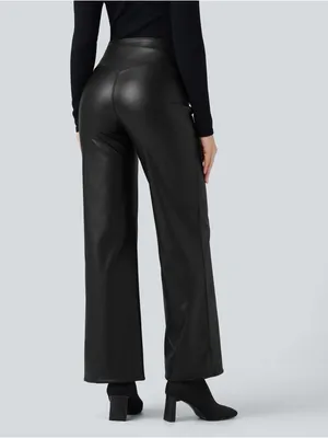 NWT Halara High Waisted Tummy Control Stretchy PU Causal Flare Pants Size Large thumbnail 2