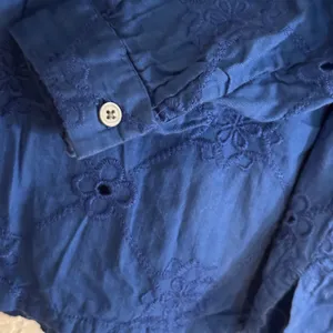LOFT Blue Eyelet SMALL Embroidered Long Sleeve Blouse Top‎ Shirt Womens thumbnail 8