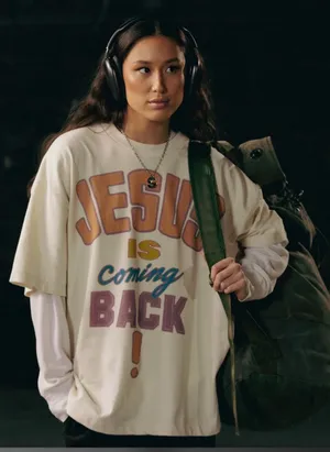 Jesus is coming back soon heavy T White Size XL thumbnail 3