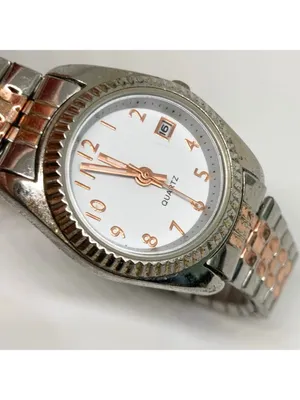Accutime vintage classic women’s watch date two tone 25mm 6.5” running thumbnail 2