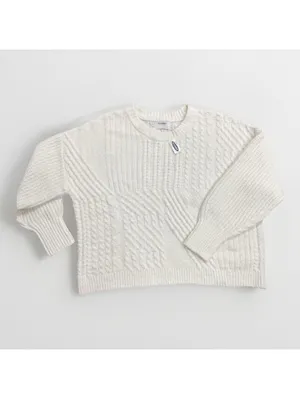 (RFB2) Old Navy Mixed Cable Knit Sweater XL NWT Cream White SoSoft Crewneck thumbnail 2