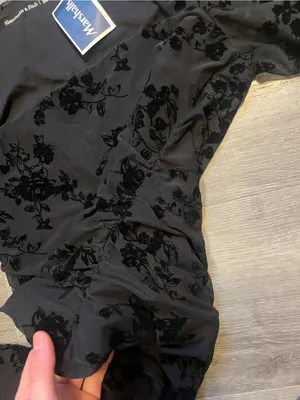 Abercrombie & Fitch Black Floral Velvet Burnout Long-Sleeve Top thumbnail 3