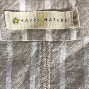 Happy x Nature Beige Tan Striped Linen Blouse Women’s Top Size Small thumbnail 7
