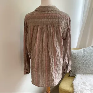 🌻Free People🌻 High Tide Pink Sands Striped Button Down Long Sleeve Shirt thumbnail 7