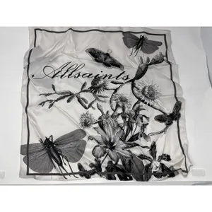 Brand New AllSaints Sanibal Placement Bandana 100% Silk Chalk White thumbnail 3