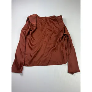 MNG Ruffle Long Sleeve‎ Blouse Elegant Top Copper Brown Size S thumbnail 5
