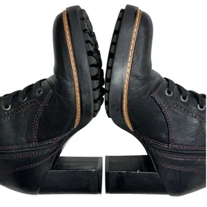 Naturalizer Callie Black Leather Lace Up Block Heel Boots 6.5 thumbnail 6