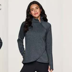 NWT Gray RBX Prime Ready To Roll Fleece Zip Mock Neck Pullover thumbnail 3