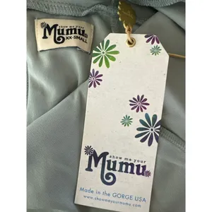 Show Me Your Mumu Jenn‎ Maxi Dress in Silver Sage Crisp Blue V Neck| XXS | NWT thumbnail 14