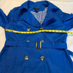 Grace Elements Blue Belted Short Trench Pea Coat Jacket Women’s Size 12 Roll Tab thumbnail 8