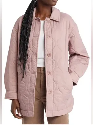 Madewell Quilted Airpuff Quilted Barn Chore Puffer Shirt Jacket Pale Thistle XL thumbnail 1