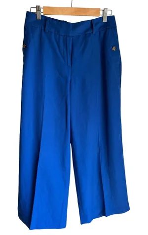 Talbots Blue Linen Blend Wide Leg Crop Pants Women's Small NWOT Coastal Career thumbnail 1