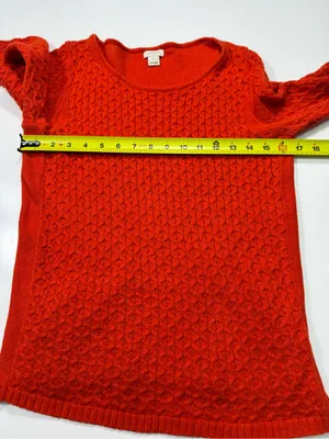 J. Crew 100% Cotton Orange Cable Knit Crewneck Sweater thumbnail 4