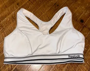 Reebok white Athleisure workout racerback sports bra thumbnail 1