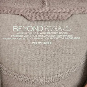 Beyond Yoga Womens Oyster Taupe Oversized Fleece Hoodie Sweatshirt 2XL NEW thumbnail 9
