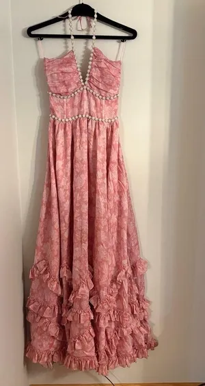 V. Chapman The Scarlette Dress in Pink Peony Print thumbnail 1