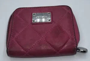 Michael Kors Quilted Pink Leather Small Zip Around Wallet Silver Tone Hardware thumbnail 1