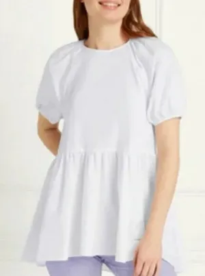 HILL HOUSE THE FRANCESCA Top High Low Keyhole Back‎ Short Puff Sleeve Size XS thumbnail 1
