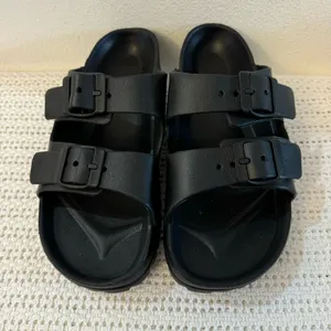 Women’s Black Adjustable Double Buckle Sandals Waterproof,Comfortable Flat Shoes thumbnail 9