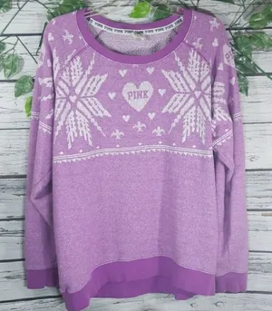 PINK - Victoria's Secret snowflake sweatshirt sz M thumbnail 1