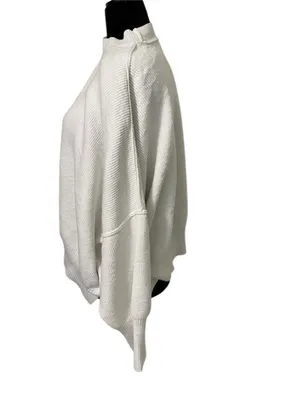 Free People Sweater Small White Knit Slouchy Oversized Mock Neck Pullover thumbnail 3