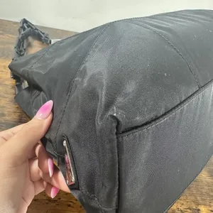 Prada Tessuto Nylon Shoulder Bag Medium Black Leather Strap Italy Logo Hardware thumbnail 10